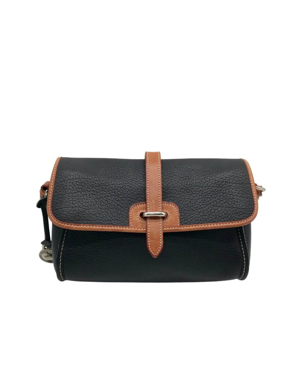 Dooney & Bourke Black & Brown Leather East West Flap Crossbody Bag